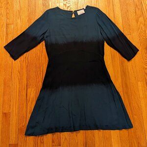 Anthropologie Chloe Oliver Green Ombre Dress with 3/4 sleeves Size L